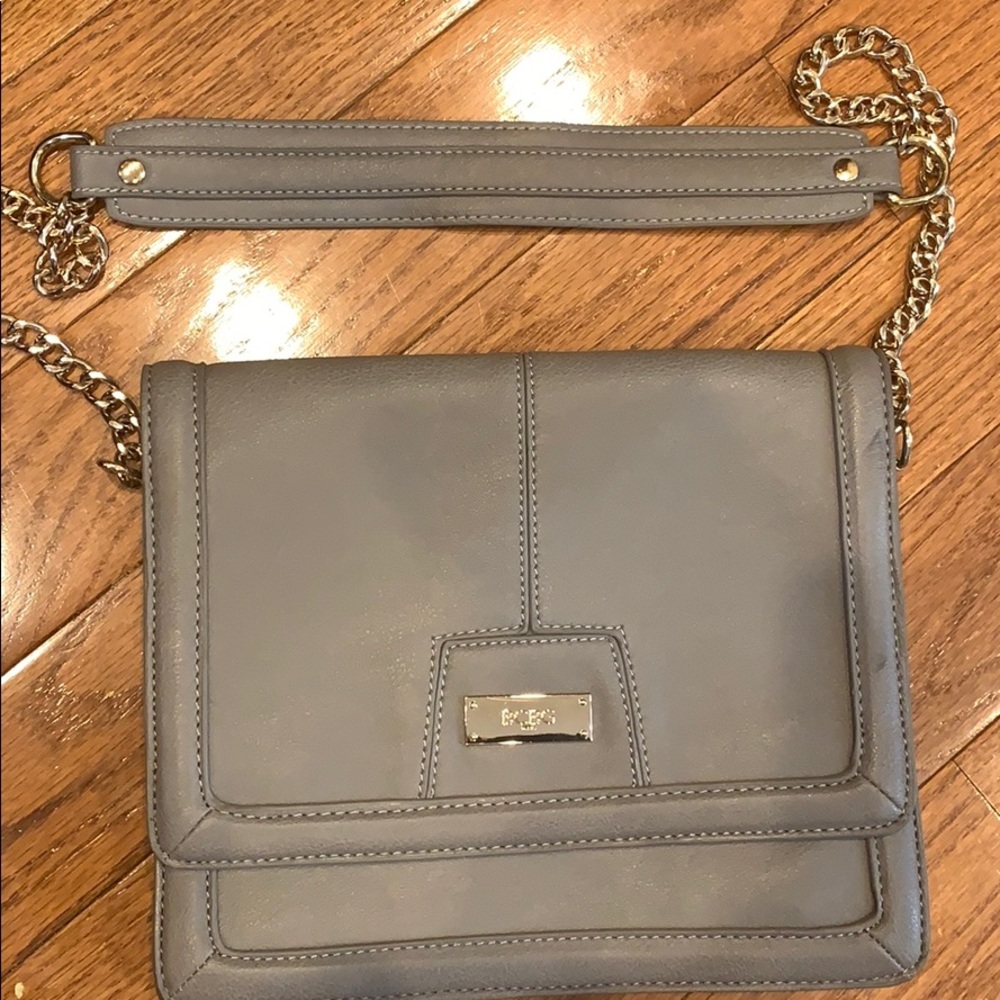 Grey leather crossbody bcbg bag